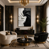 Monochrome Swirl — hand-painted oil painting on canvas
