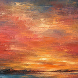 Vermilion Dusk abstract oil painting, hand-painted on canvas