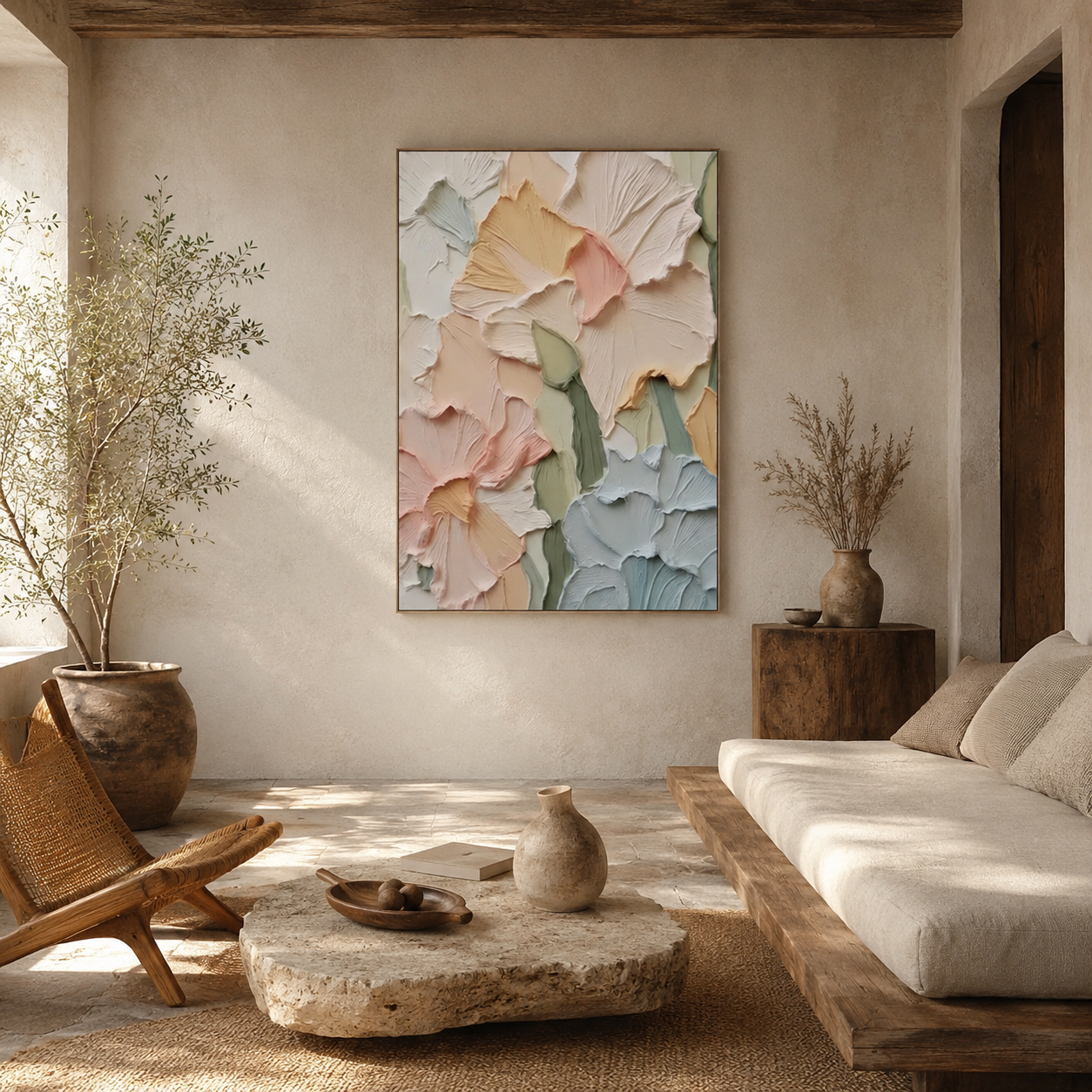 Pastel Bloom - hand-painted floral oil painting on canvas by Realoilart