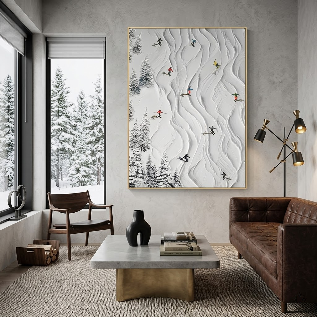 Alpine Descent - hand-painted landscape oil painting on canvas by Realoilart
