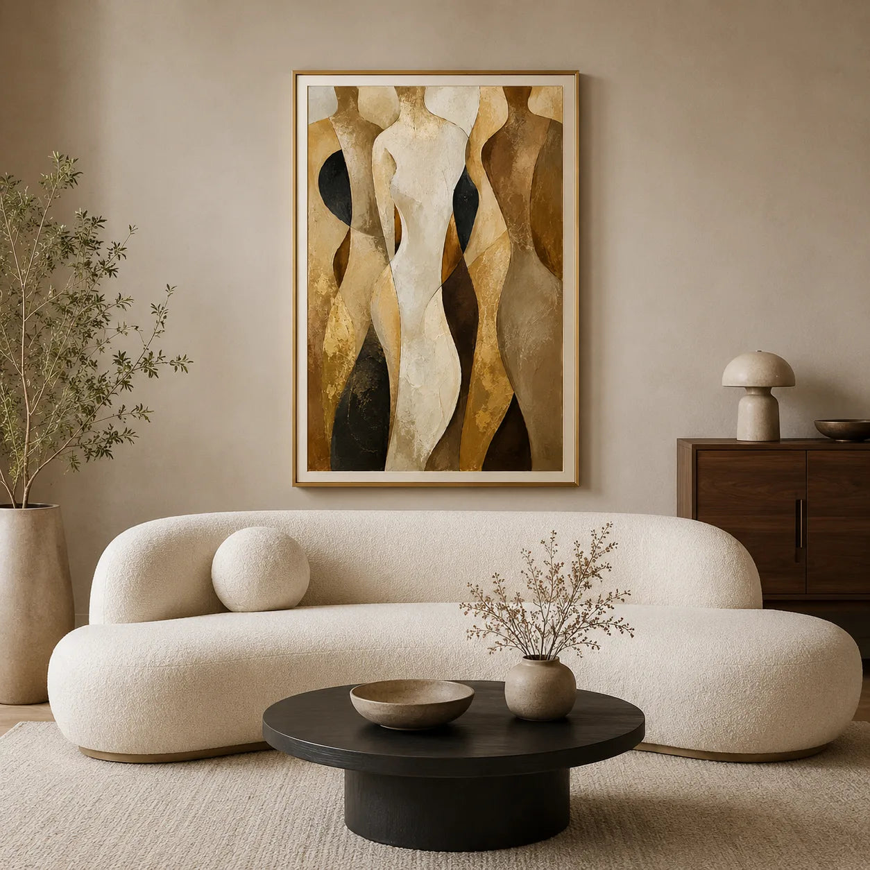 Totemic Flow - hand-painted abstract oil painting on canvas by Realoilart