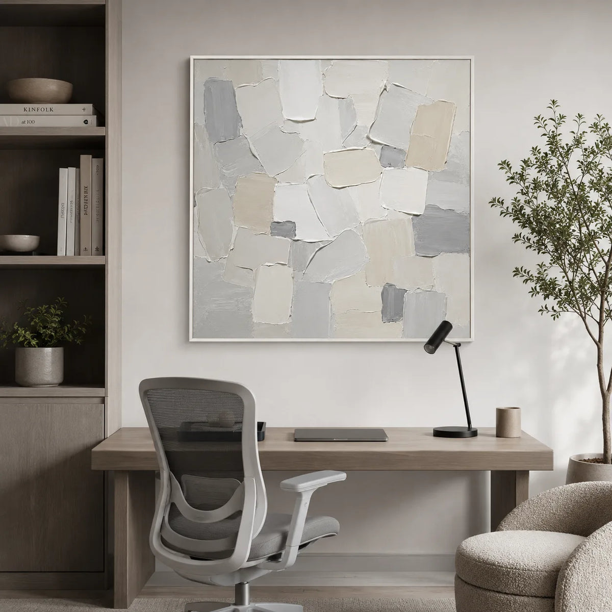 Pale Quarry - hand-painted abstract oil painting on canvas detail 4 by Realoilart