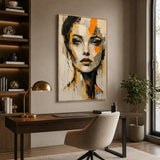 Amber Gaze abstract oil painting, hand-painted on canvas