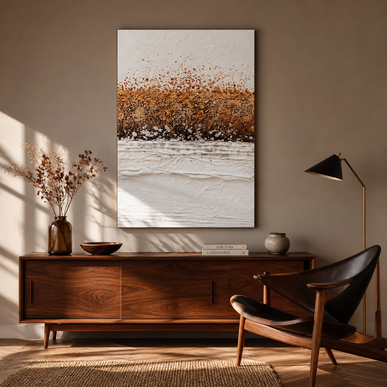 Earthen Horizon - hand-painted landscape oil painting on canvas by Realoilart