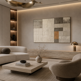 Earthen Grid — hand-painted oil painting on canvas