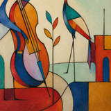 Cubist Serenade - hand-painted oil painting on canvas by Realoilart