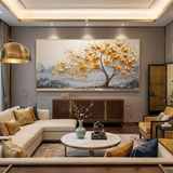 Golden Canopy — hand-painted oil painting on canvas