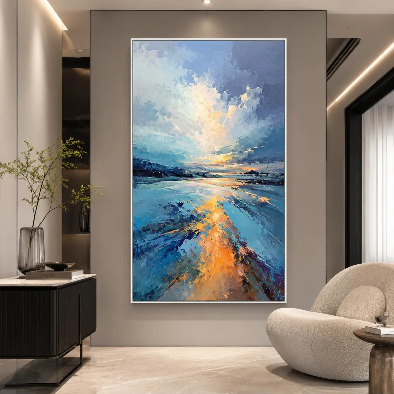 Solstice Tide - hand-painted coastal oil painting on canvas detail 2 by Realoilart