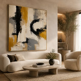 Ochre Tempest abstract oil painting, hand-painted on canvas