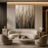 Gilded Rain abstract oil painting, hand-painted on canvas