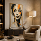 Amber Gaze abstract oil painting, hand-painted on canvas