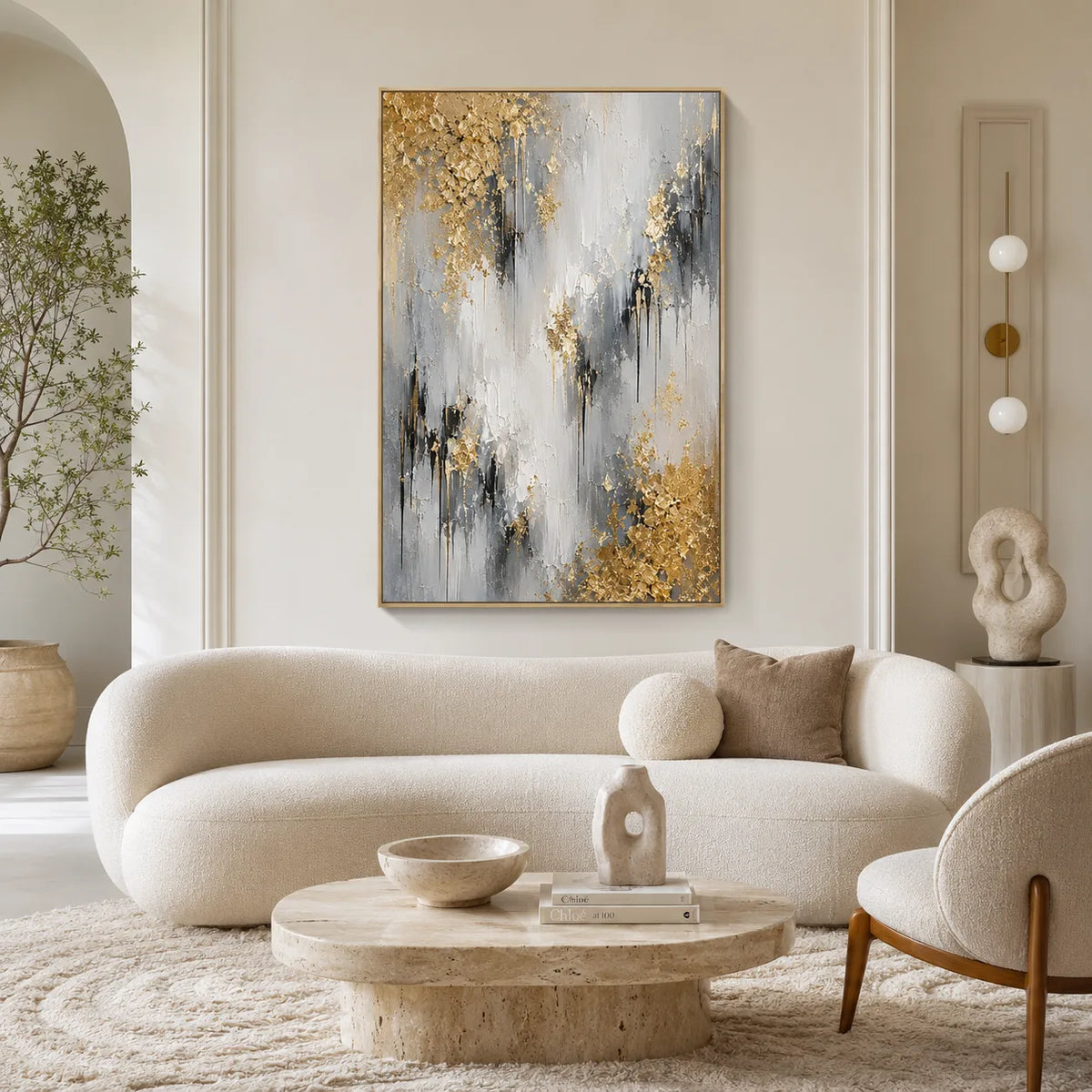 Gilded Ash - hand-painted abstract oil painting on canvas detail 4 by Realoilart