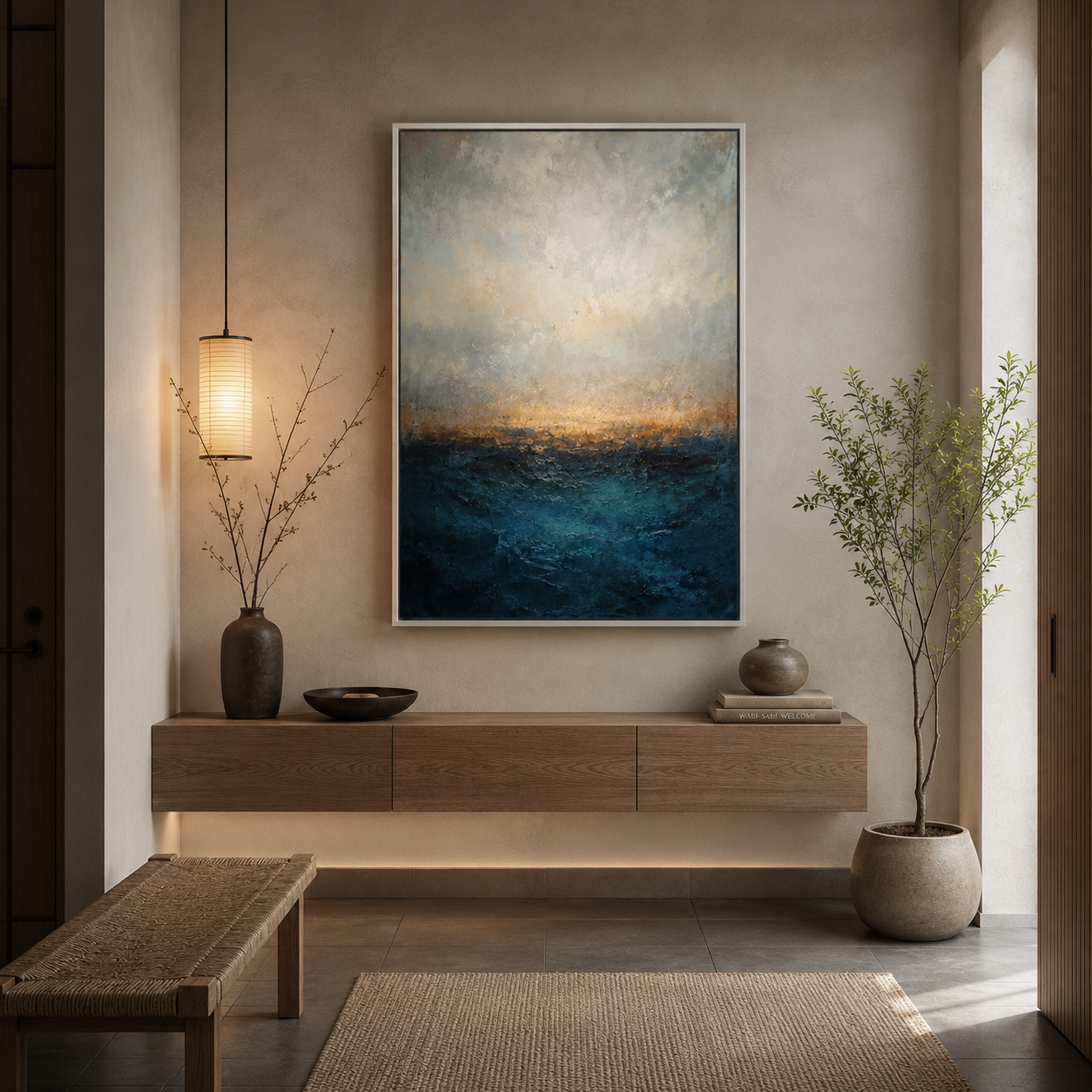 Ocean Ember - hand-painted coastal oil painting on canvas by Realoilart