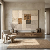 Golden Blocks — hand-painted oil painting on canvas
