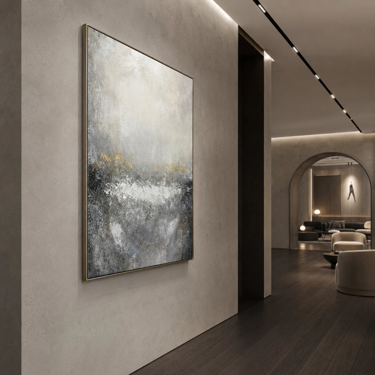 Liminal - hand-painted abstract oil painting in a styled interior