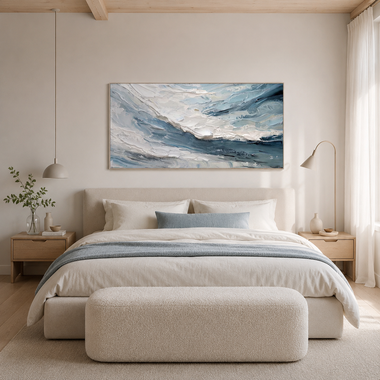 Ocean Drift - hand-painted coastal oil painting on canvas detail 2 by Realoilart