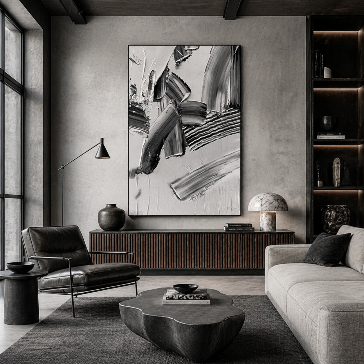 Monochrome Motion - hand-painted portrait oil painting on canvas by Realoilart