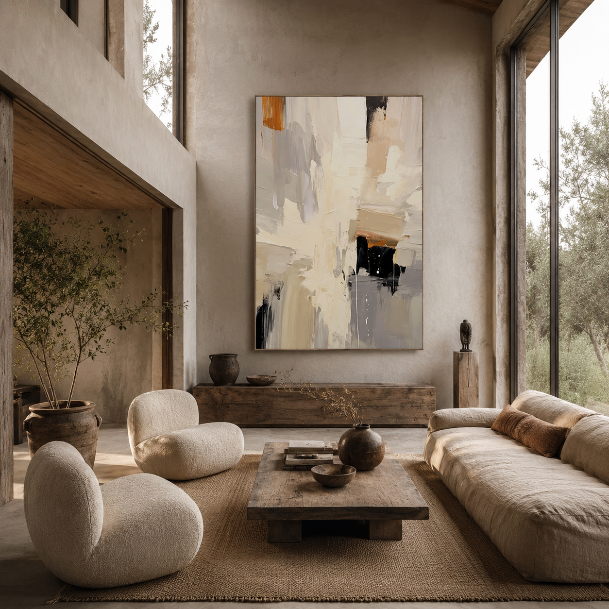 Sunlit Abstraction - hand-painted abstract oil painting on canvas detail 2 by Realoilart