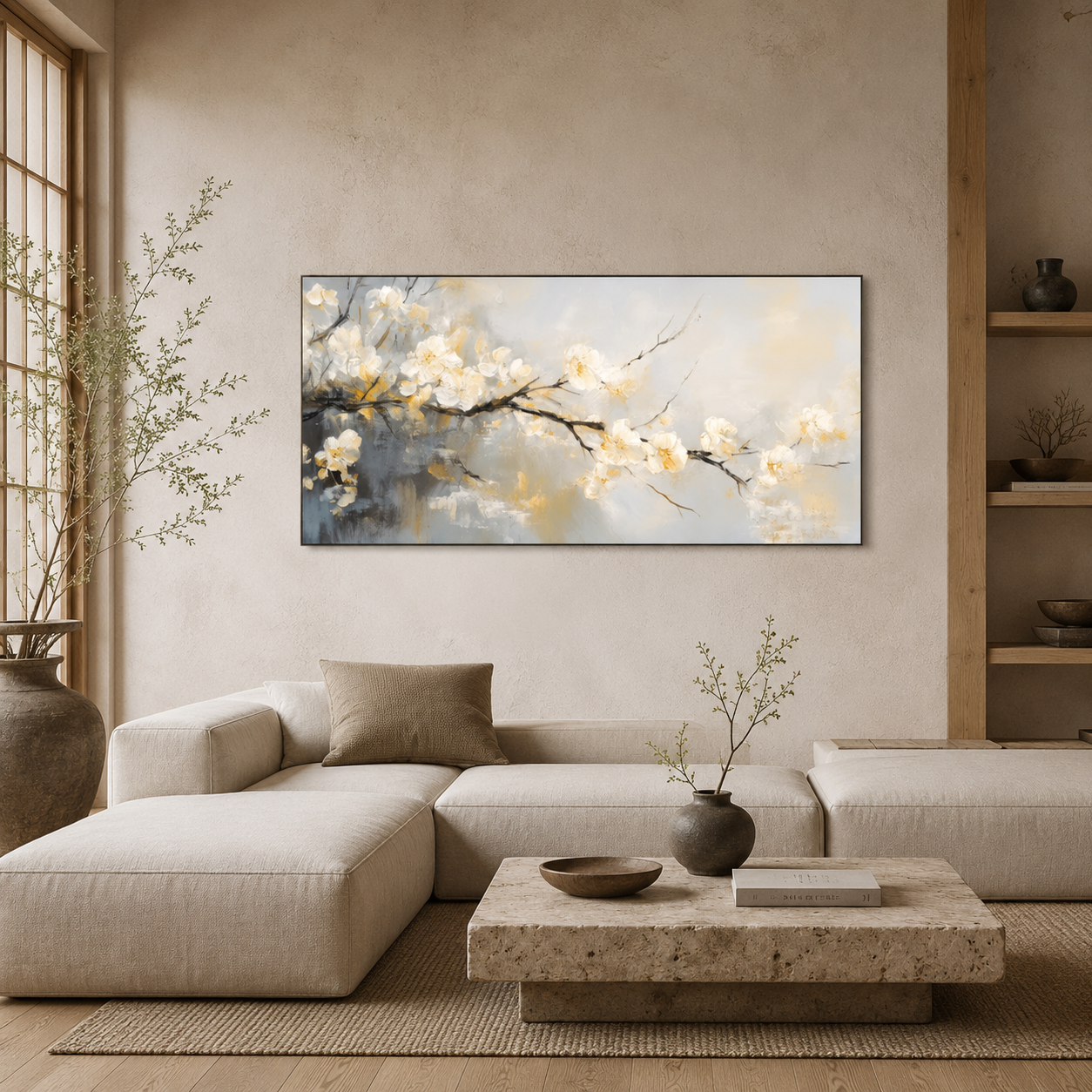 Blooming Tranquility - hand-painted floral oil painting on canvas detail 2 by Realoilart