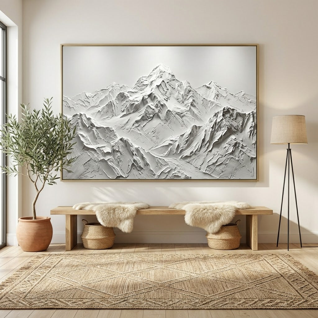 Alpine Silence - hand-painted landscape oil painting on canvas detail 2 by Realoilart