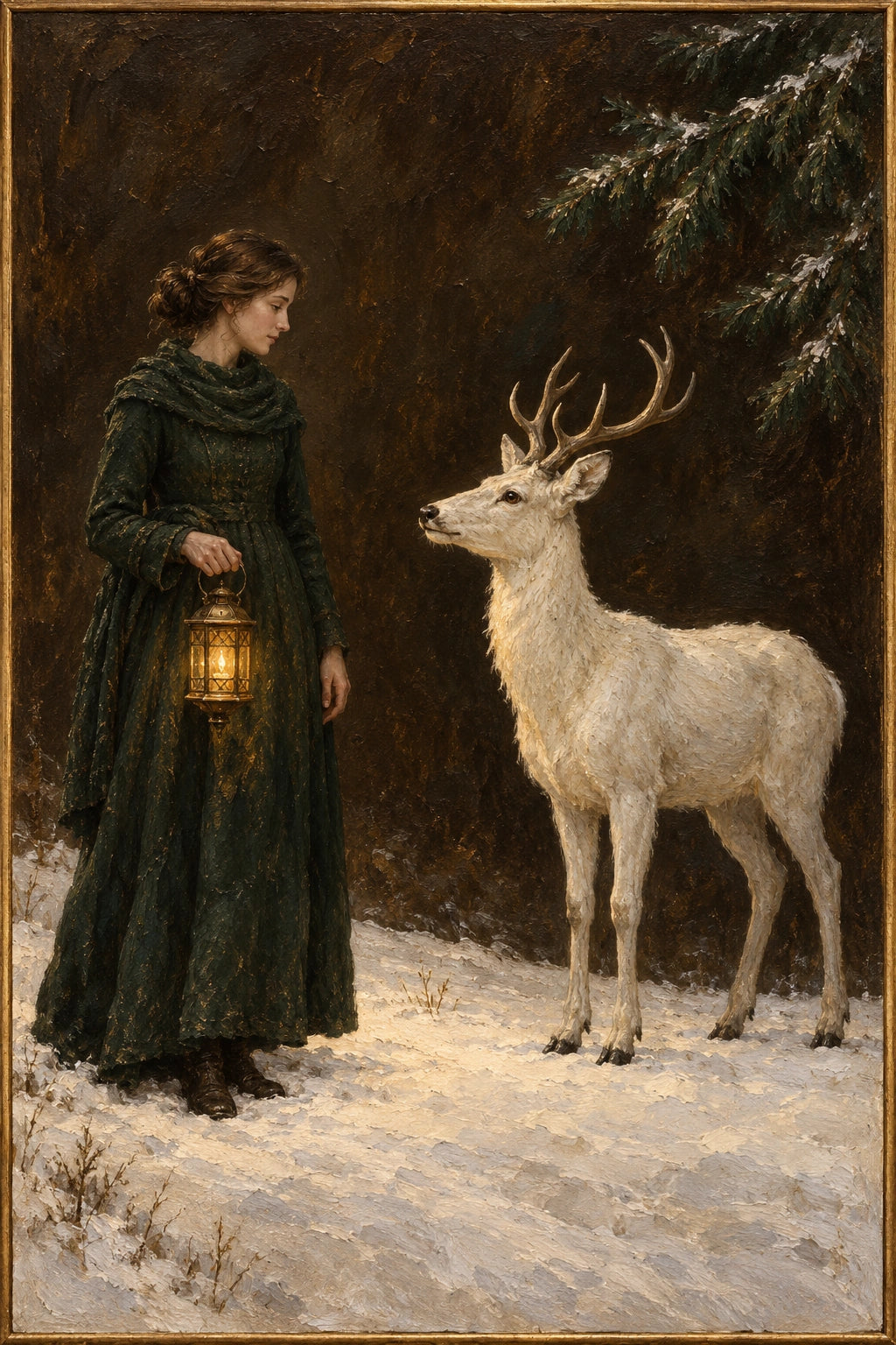 Winter Beacon — Figurative oil painting