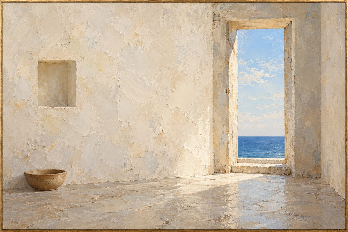 Door to Blue — Coastal oil painting