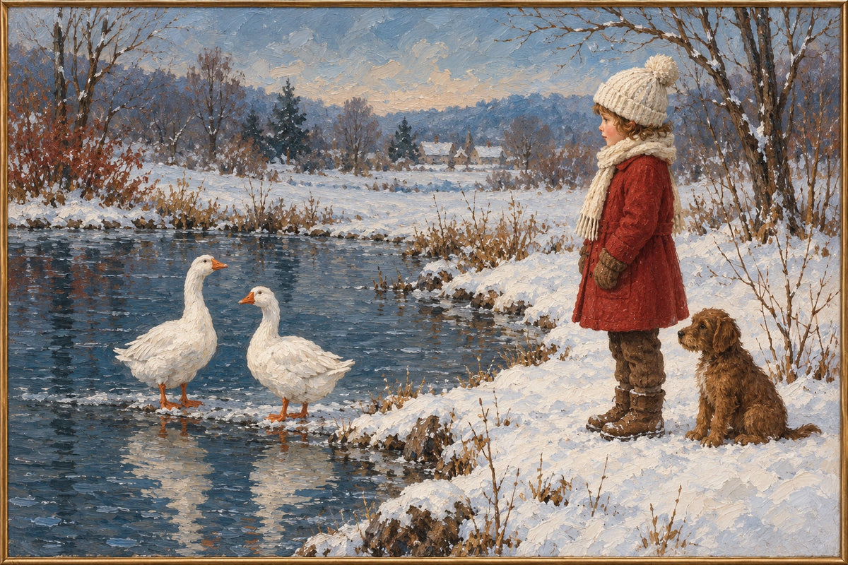 Winter Pause — Figurative oil painting