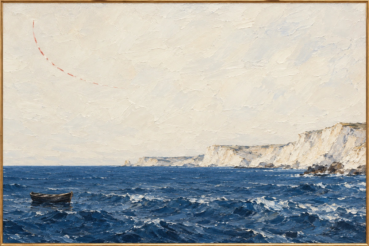 Red Trace — Seascape oil painting
