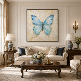 Blue Flutter - hand-painted oil painting on canvas