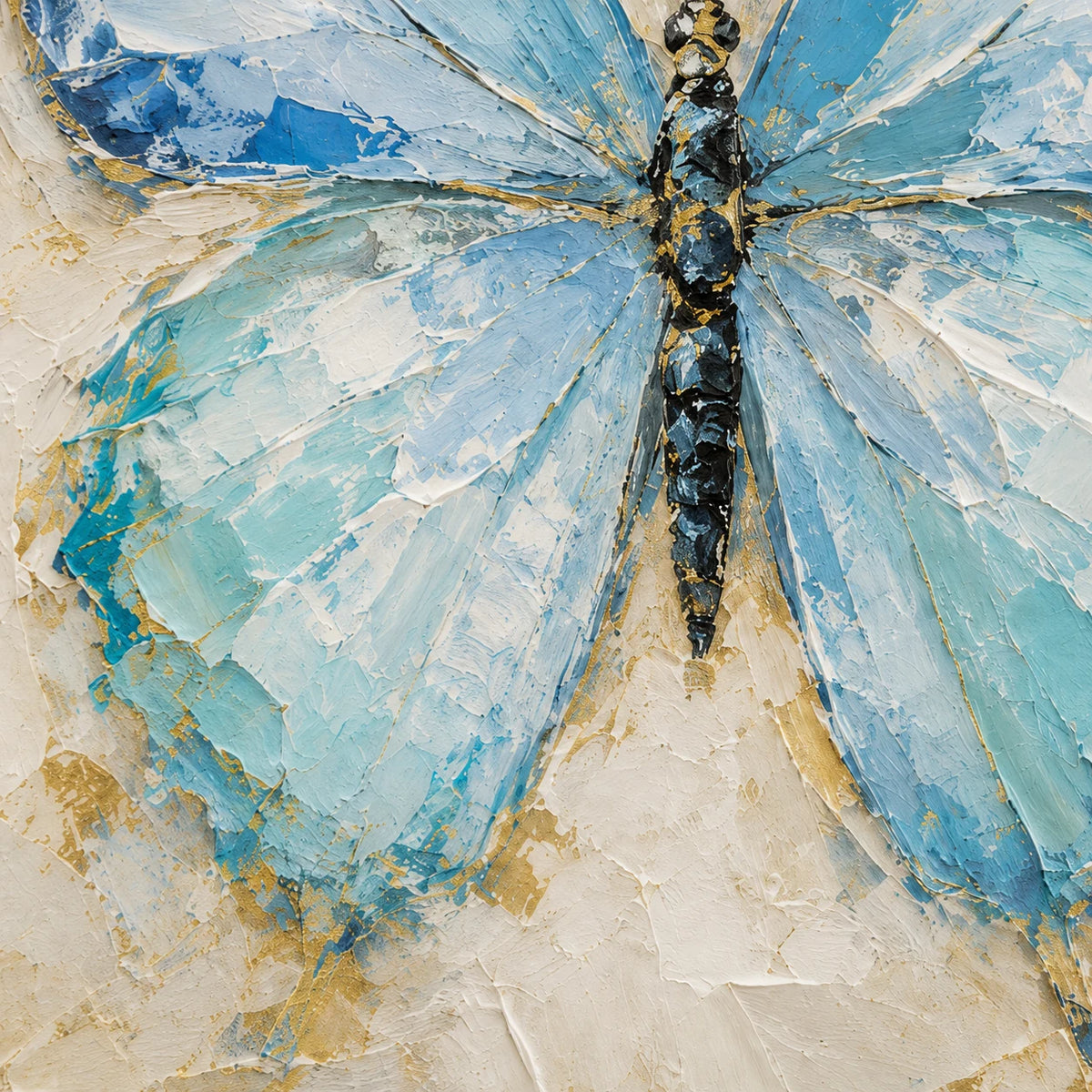 Blue Flutter - hand-painted bird oil painting on canvas detail 7 by Realoilart