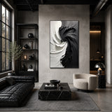 Monochrome Swirl — hand-painted oil painting on canvas