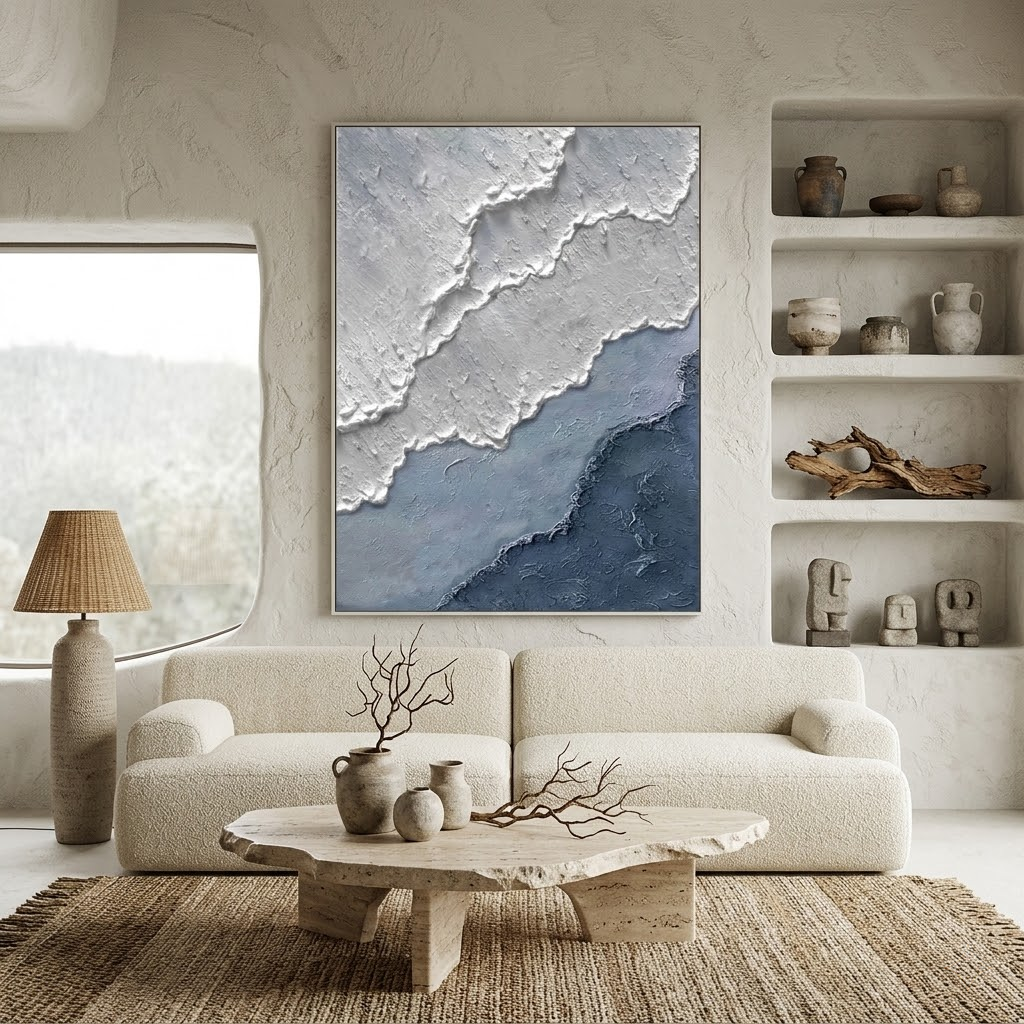 Coastal Layers - hand-painted coastal oil painting on canvas by Realoilart