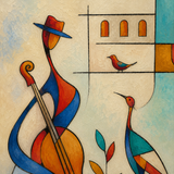Cubist Serenade - hand-painted oil painting on canvas by Realoilart