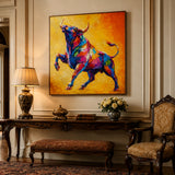 Carnival Bull - hand-painted oil painting on canvas