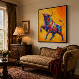 Carnival Bull - hand-painted oil painting on canvas