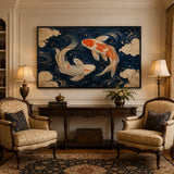 Celestial Koi - hand-painted oil painting on canvas