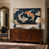 Celestial Koi - hand-painted oil painting on canvas