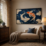 Celestial Koi - hand-painted oil painting on canvas