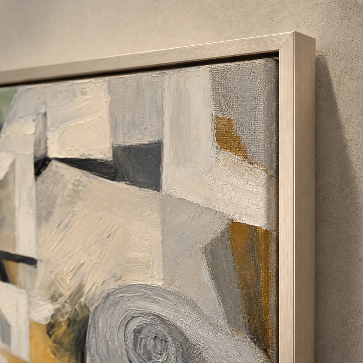 Ochre Planes - hand-painted abstract oil painting in a styled interior