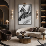 Monochrome Motion — hand-painted oil painting on canvas