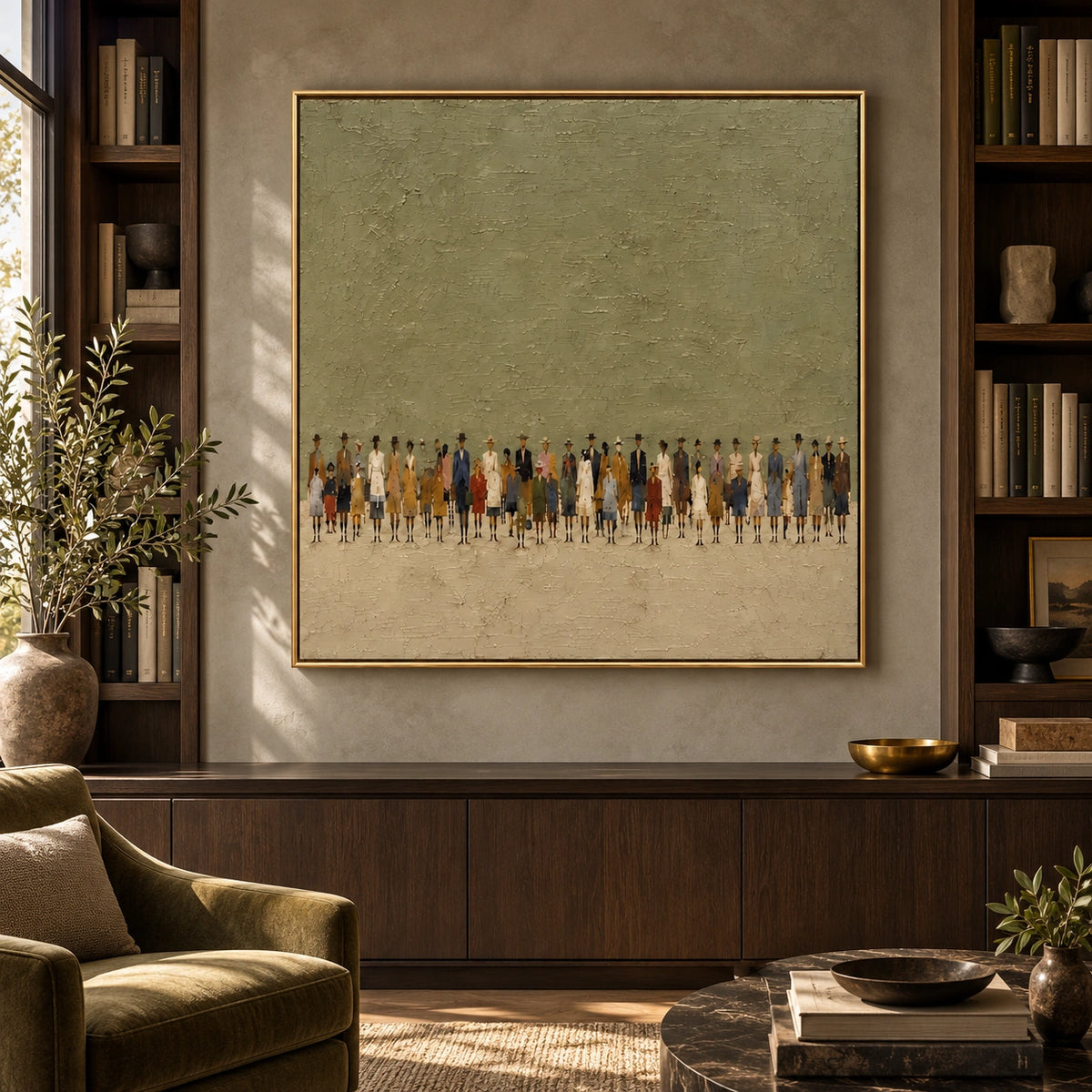 Gathered in Olive - Front interior view