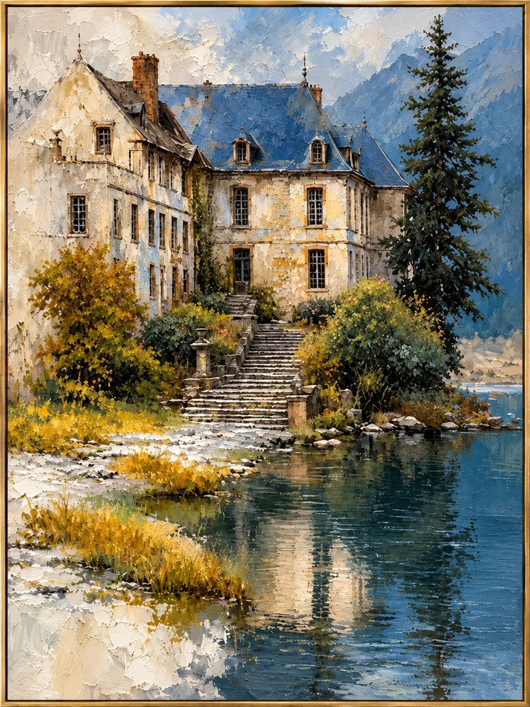 Lakeside Chateau - complete framed artwork