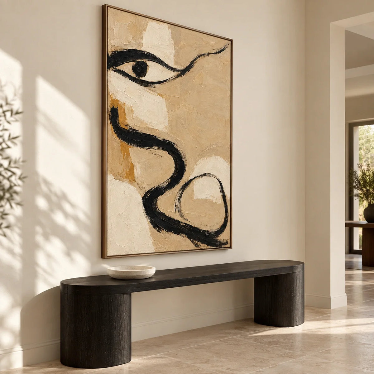 A Quiet Gaze displayed in a entryway — Left01 room view