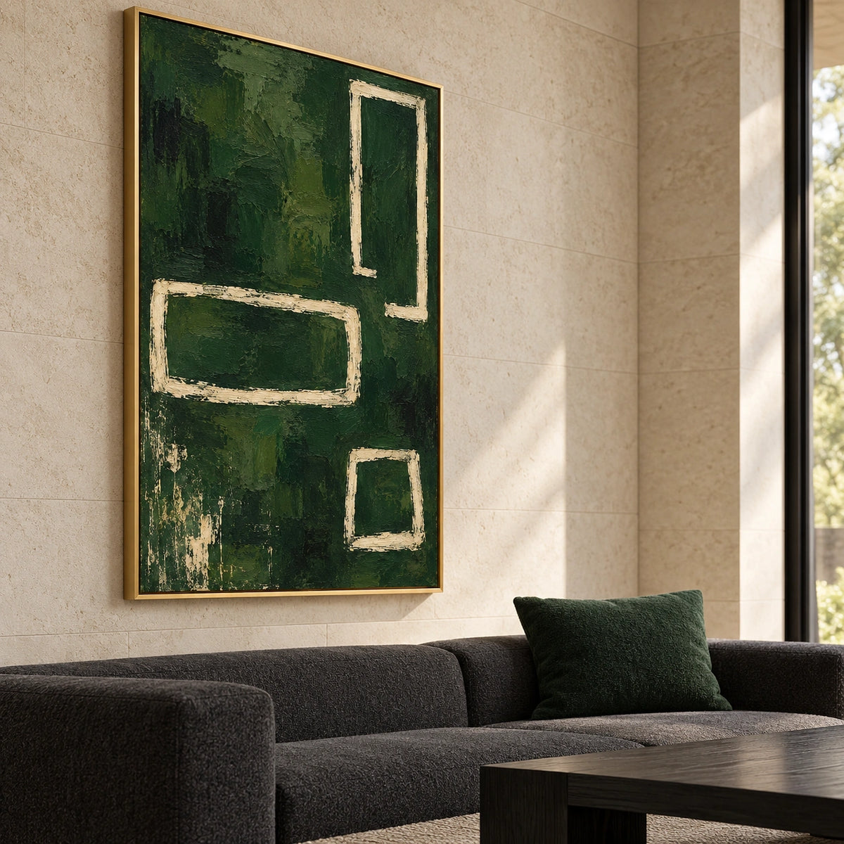 Open Forms in Green displayed in a living room — Left01 room view