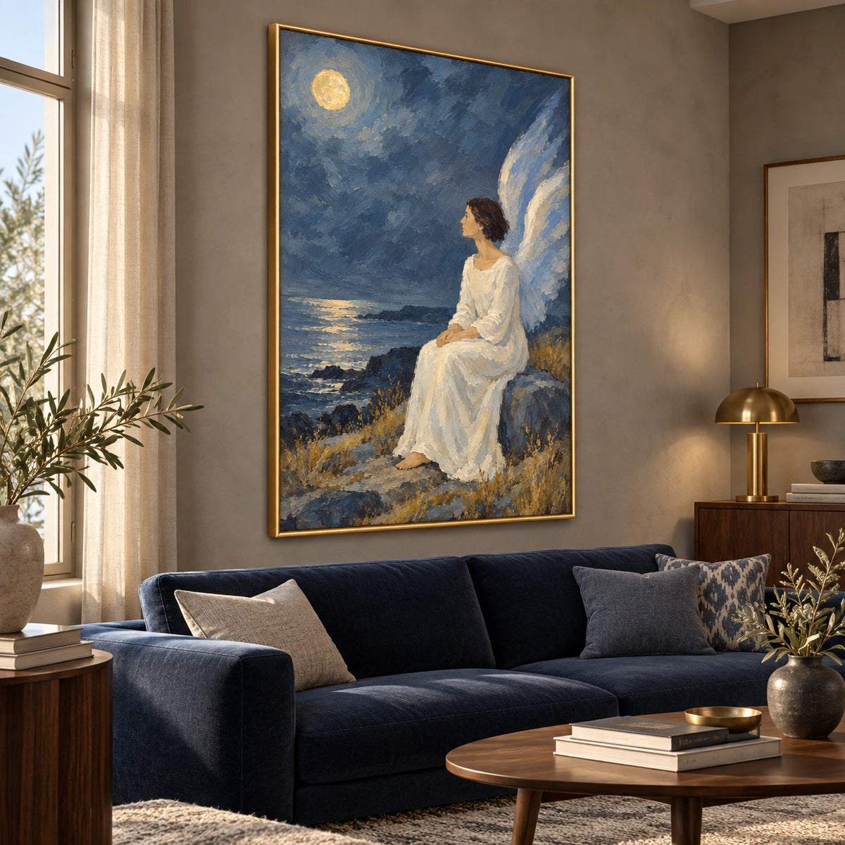 Moonlit Flight displayed in a living room — Left01 room view