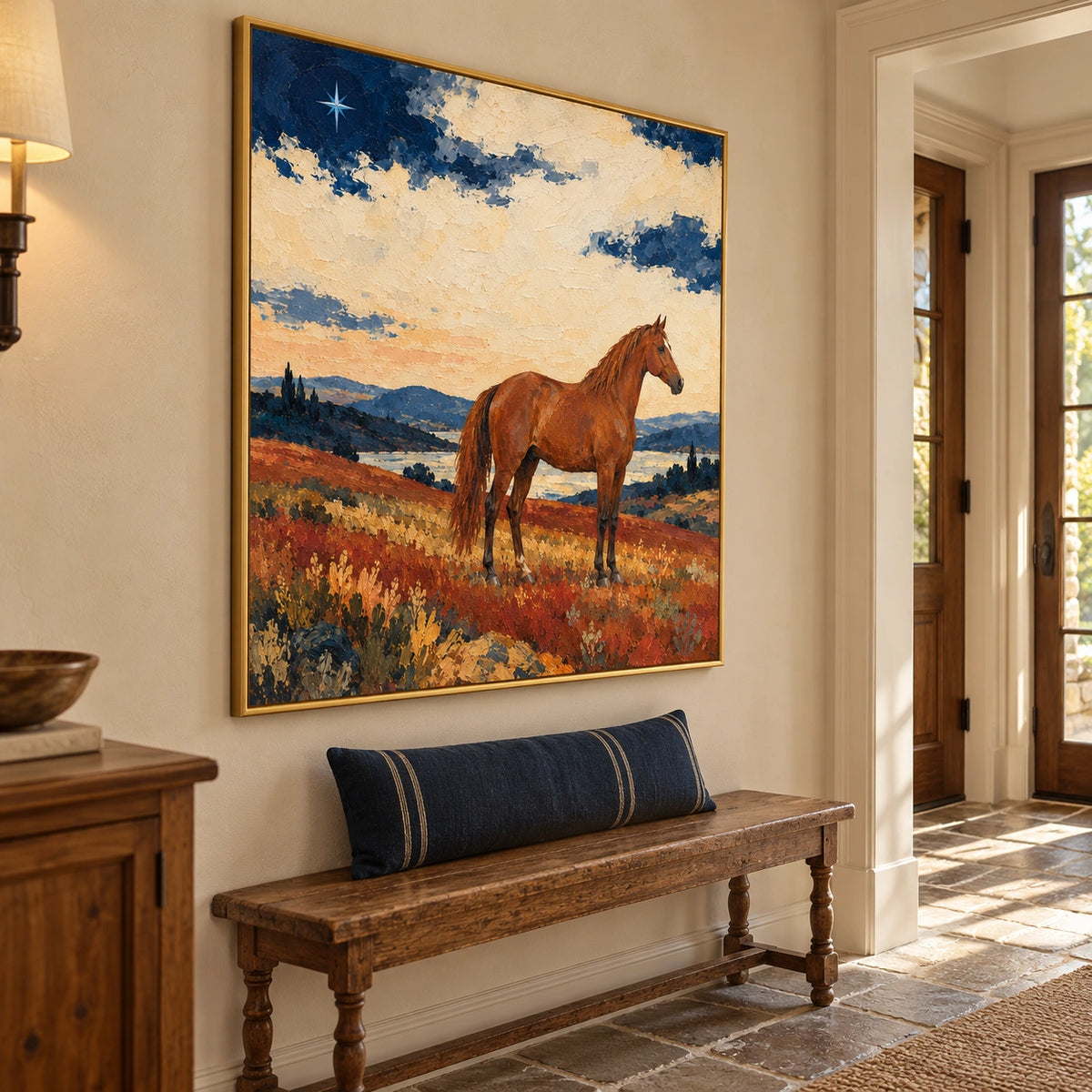 Blue Star displayed in a entryway — Left01 room view