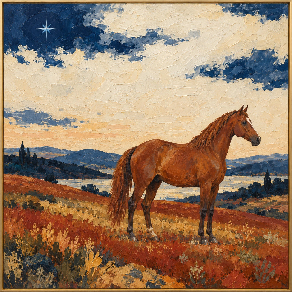 Blue Star — full hand-painted oil artwork