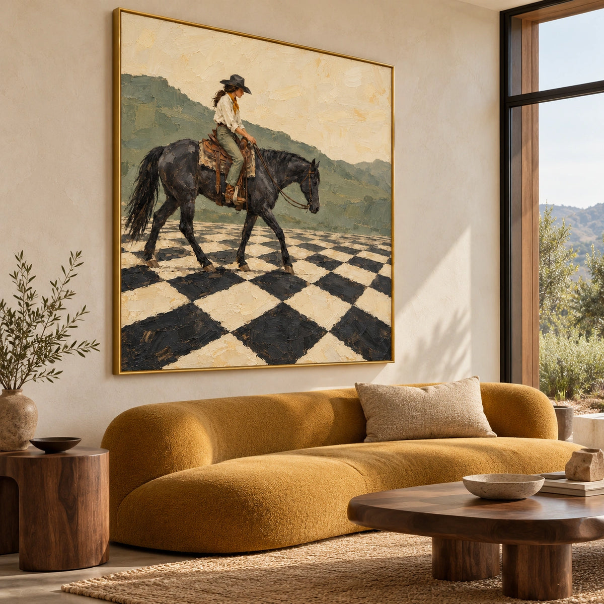 Between Diamonds — displayed in a living room — Left01 room view