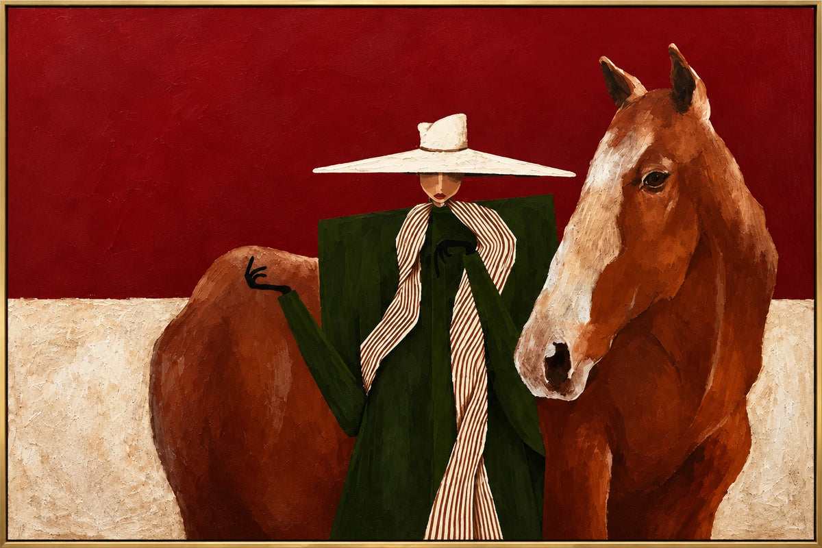Crimson Poise — framed artwork front view