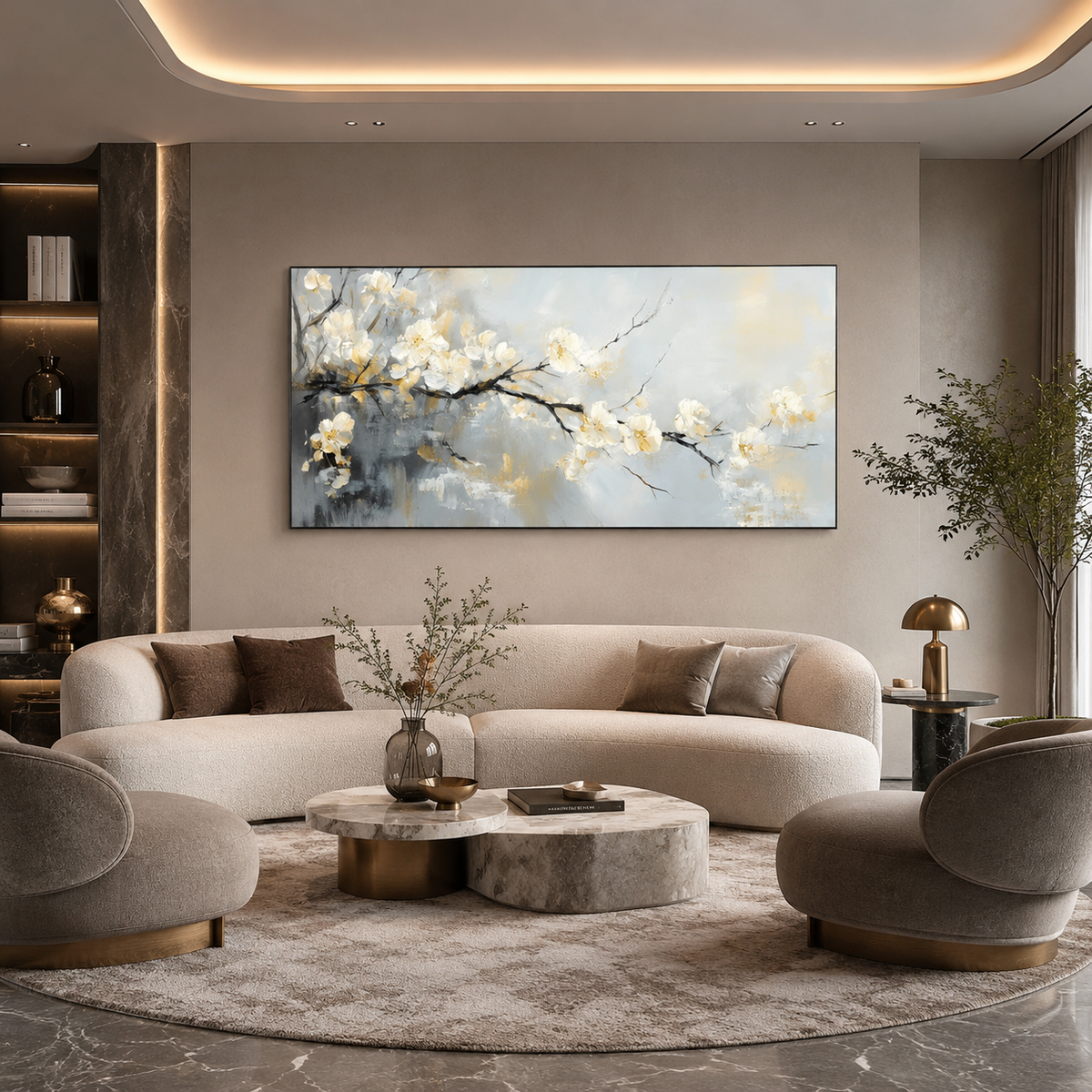 Pale Blossom Sky - hand-painted floral oil painting on canvas detail 5 by Realoilart